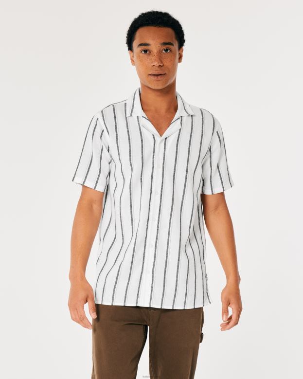 Tops Hollister Men Short-Sleeve Striped Shirt 488201039 White Stripe