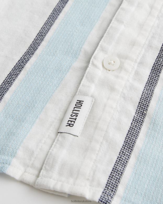 Tops Hollister Men Short-Sleeve Striped Shirt 48820855 Light Blue Stripe