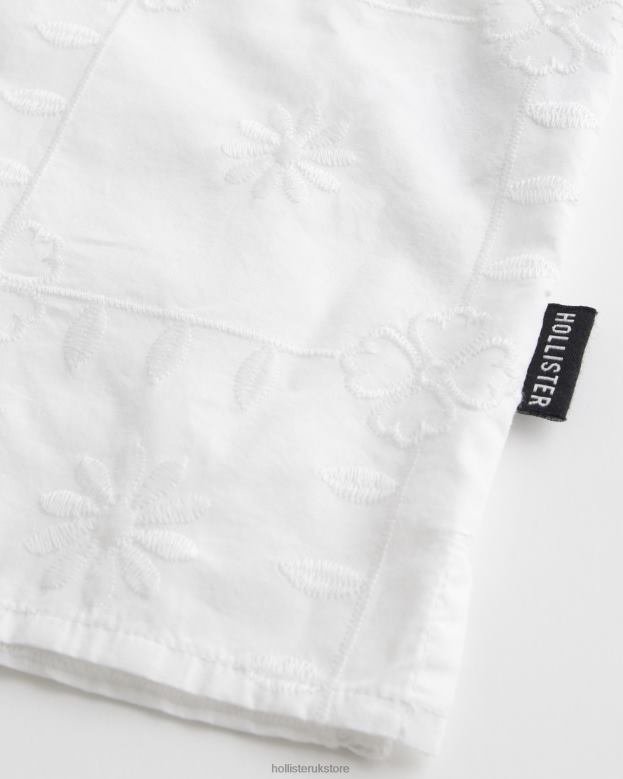 Tops Hollister Men Short-Sleeve Textured Pattern Shirt 48820930 White