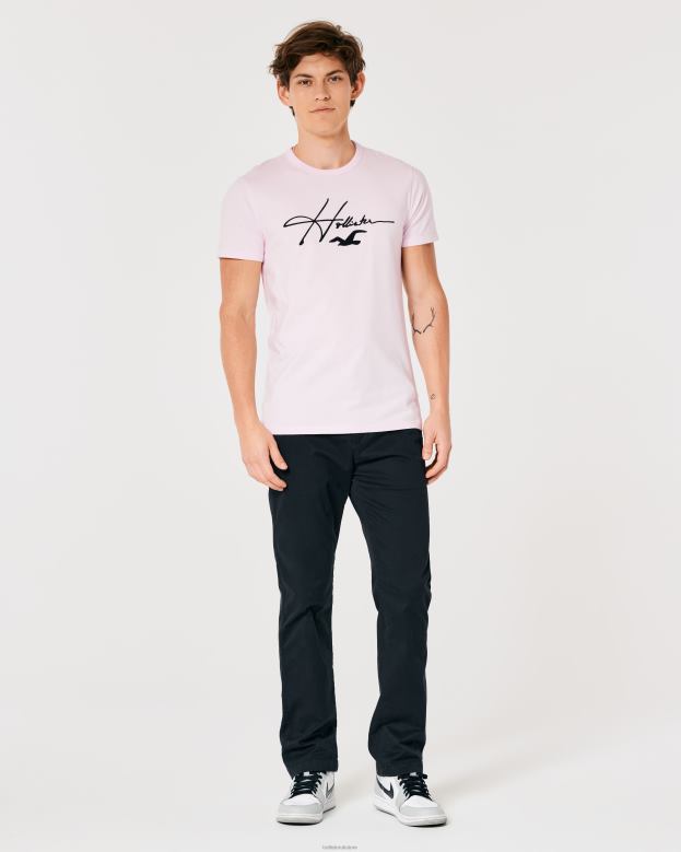 Tops Hollister Men Signature Logo Graphic Tee 488201022 Light Pink