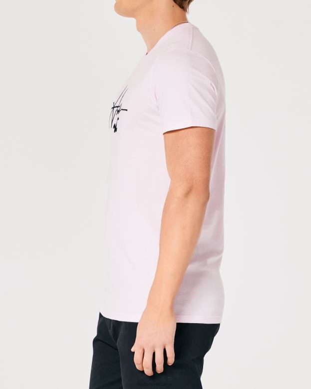 Tops Hollister Men Signature Logo Graphic Tee 488201022 Light Pink