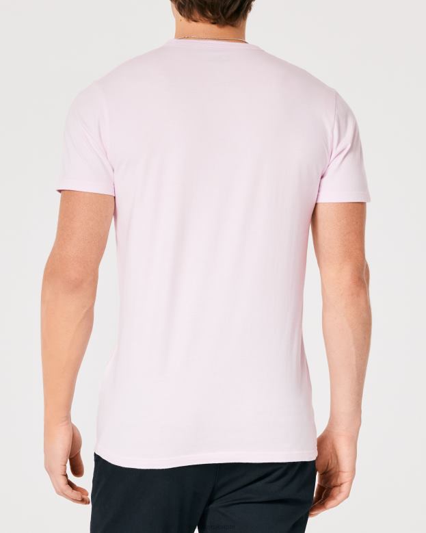 Tops Hollister Men Signature Logo Graphic Tee 488201022 Light Pink