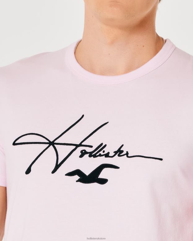 Tops Hollister Men Signature Logo Graphic Tee 488201022 Light Pink
