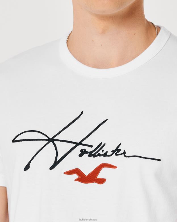 Tops Hollister Men Signature Logo Graphic Tee 48820851 White Signature