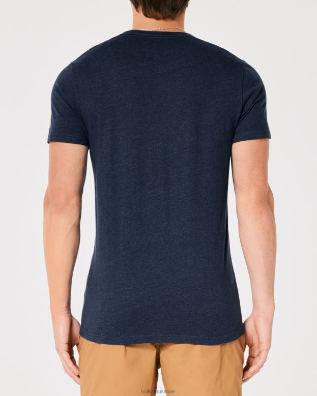 Tops Hollister Men Signature Logo Graphic Tee 48820856 Heather Navy
