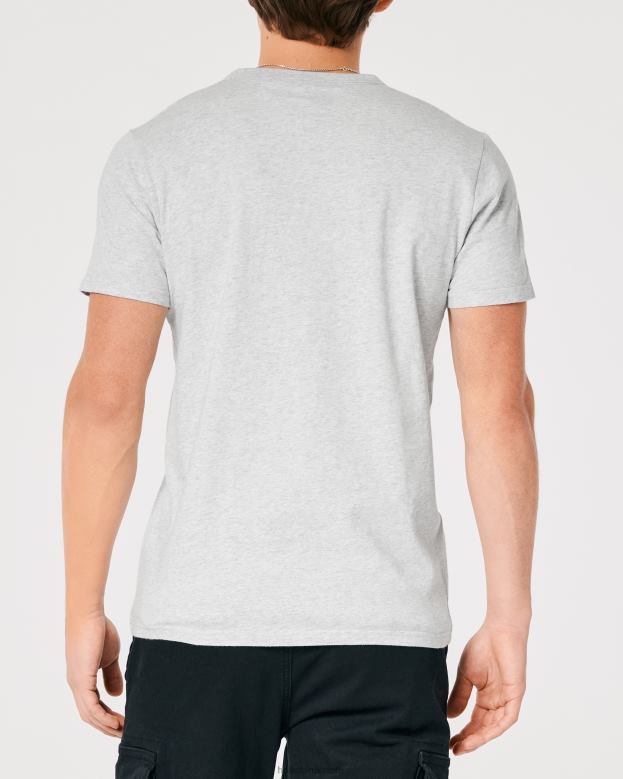 Tops Hollister Men Signature Logo Graphic Tee 48820891 Light Heather Grey