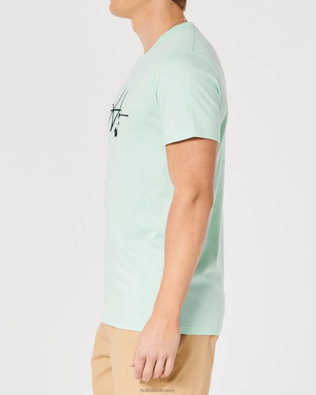 Tops Hollister Men Signature Logo Graphic Tee 48820927 Mint