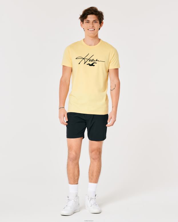 Tops Hollister Men Signature Logo Graphic Tee 48820995 Yellow