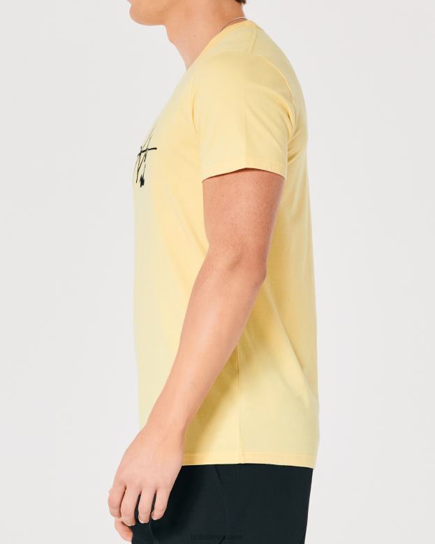 Tops Hollister Men Signature Logo Graphic Tee 48820995 Yellow