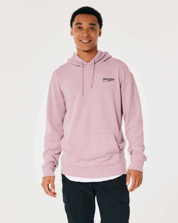 Tops Hollister Men Signature Logo Hoodie 48820832 Dark Pink
