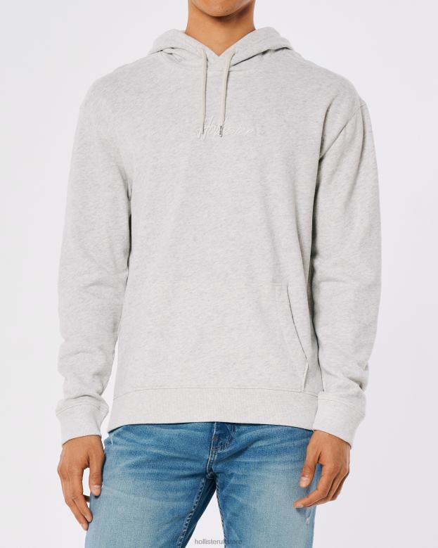 Tops Hollister Men Signature Logo Hoodie 48820839 Light Heather Grey