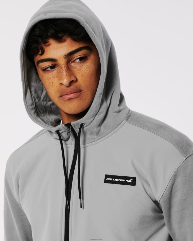 Tops Hollister Men Sport Full-Zip Hoodie 48820807 Grey
