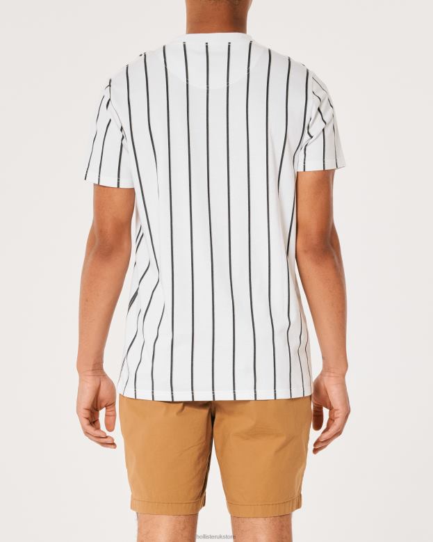 Tops Hollister Men Striped Cotton Logo Tee 48820943 White Stripe