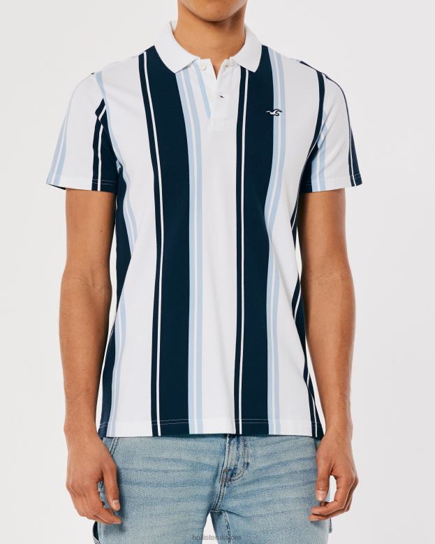 Tops Hollister Men Striped Logo Icon Polo 48820827 Navy Stripe