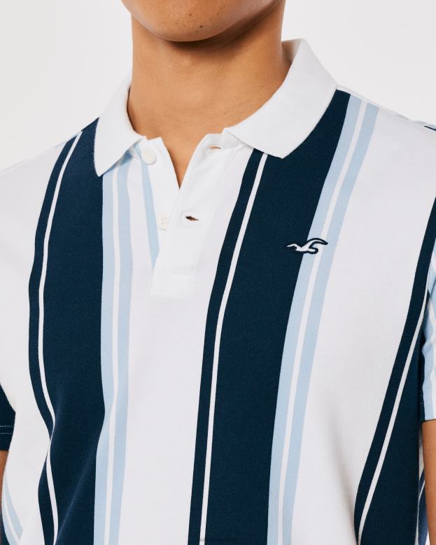 Tops Hollister Men Striped Logo Icon Polo 48820827 Navy Stripe