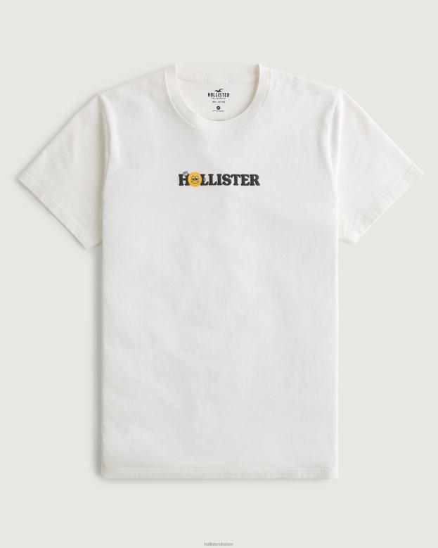 Tops Hollister Men Sunrise Trailhead Logo Graphic Tee 488201055 Off White