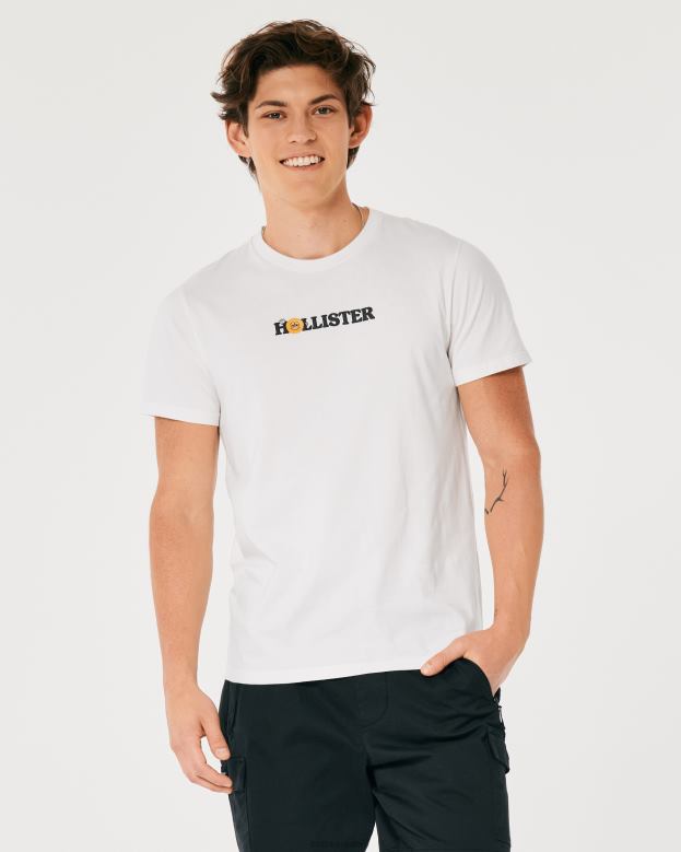 Tops Hollister Men Sunrise Trailhead Logo Graphic Tee 488201055 Off White