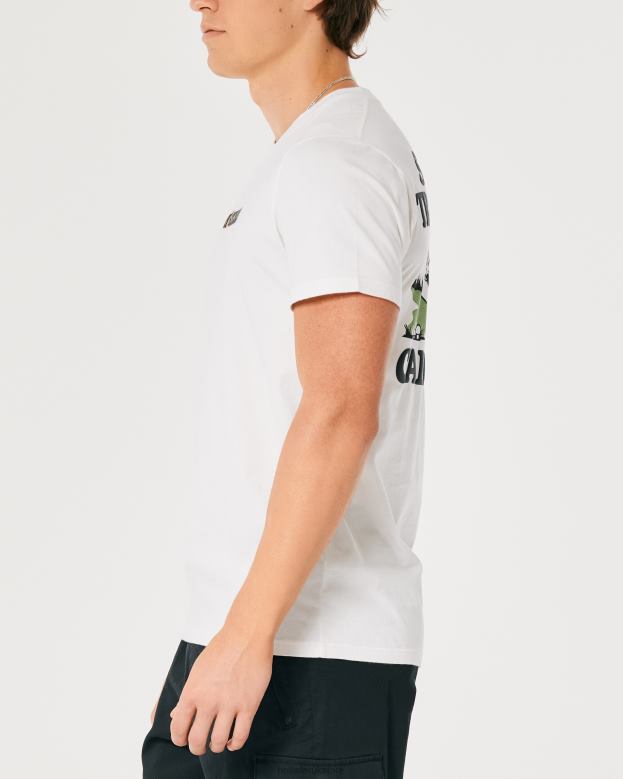 Tops Hollister Men Sunrise Trailhead Logo Graphic Tee 488201055 Off White