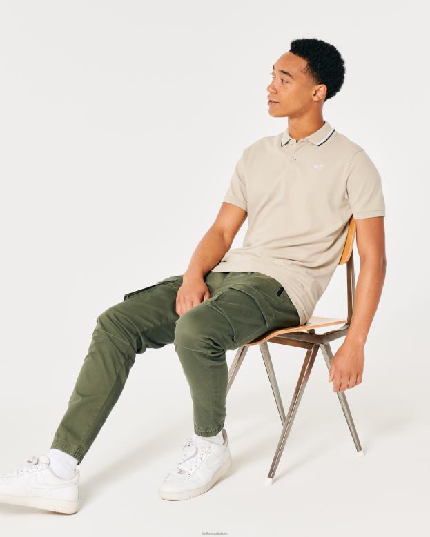 Tops Hollister Men Tipped Collar Icon Polo 48820991 Heather Grey
