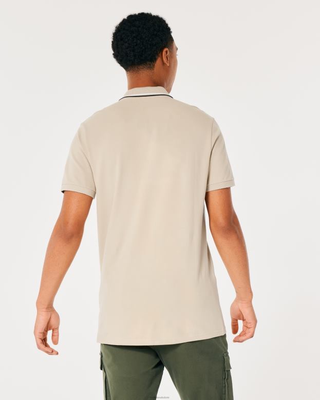 Tops Hollister Men Tipped Collar Icon Polo 48820991 Heather Grey