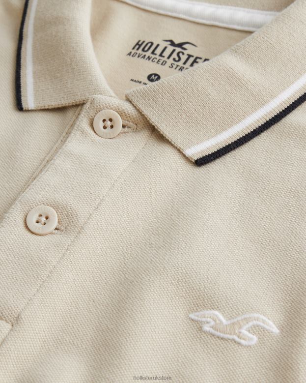Tops Hollister Men Tipped Collar Icon Polo 48820991 Heather Grey