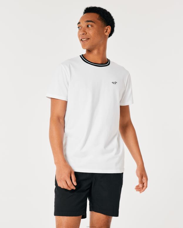 Tops Hollister Men Tipped Crew Icon T-Shirt 48820866 White