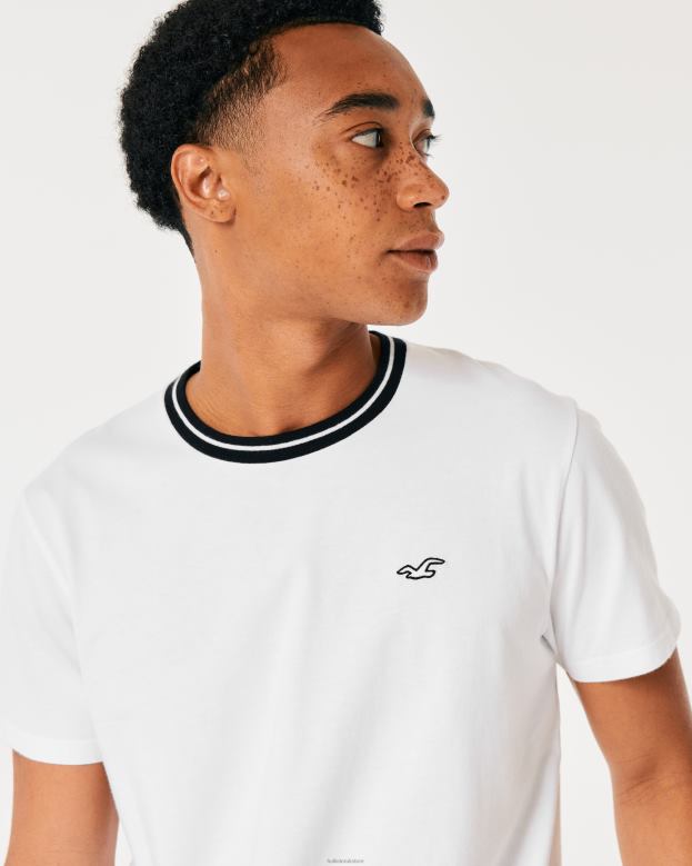 Tops Hollister Men Tipped Crew Icon T-Shirt 48820866 White