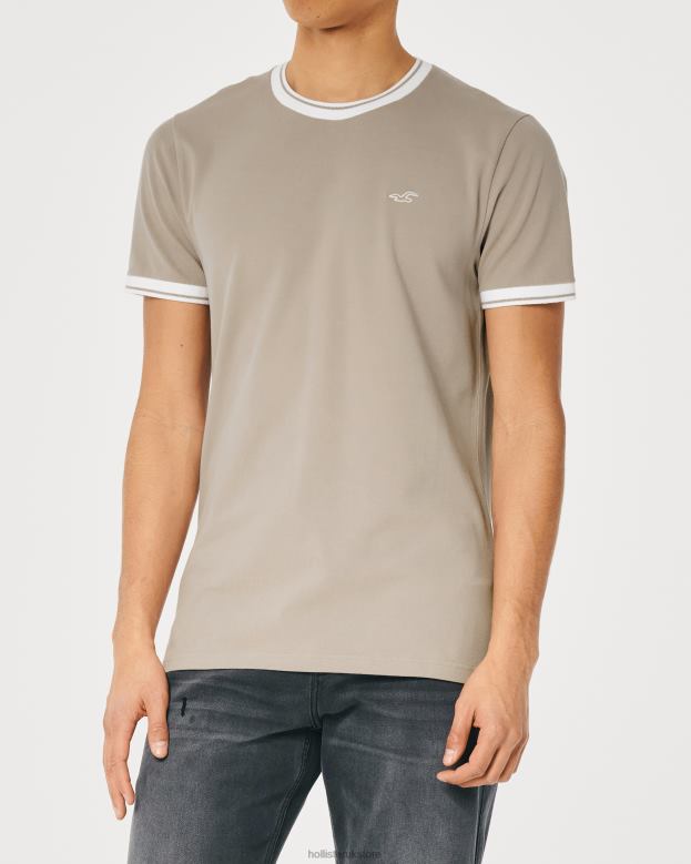 Tops Hollister Men Tipped Pique Logo Icon T-Shirt 488201073 Light Brown