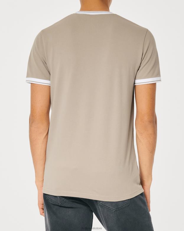 Tops Hollister Men Tipped Pique Logo Icon T-Shirt 488201073 Light Brown
