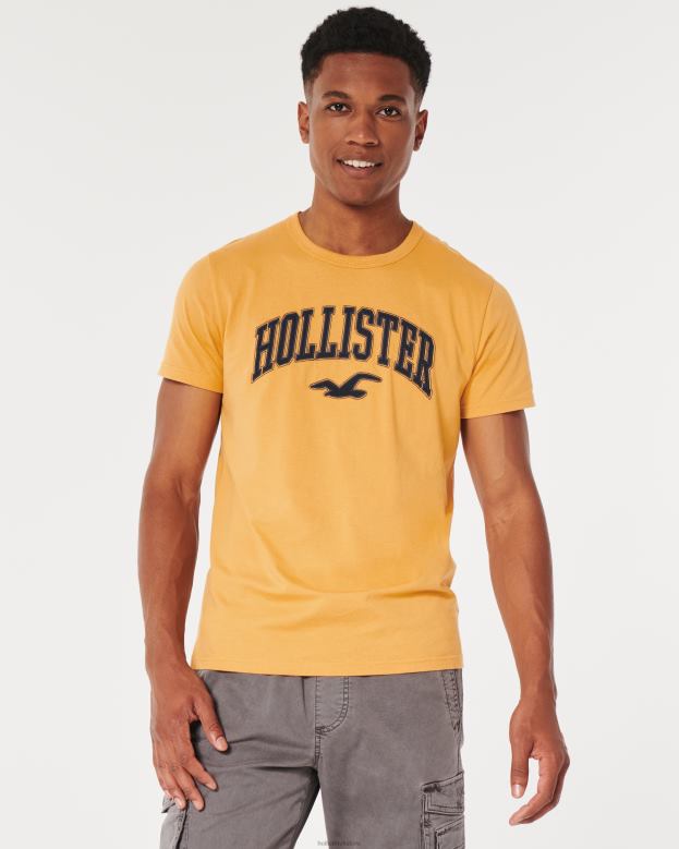 Tops Hollister Men Varsity Logo Graphic Tee 48820885 Dark Yellow