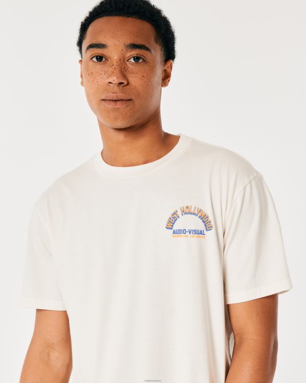 Tops Hollister Men West Hollywood Audio-Visual Graphic Tee 488201005 Off White