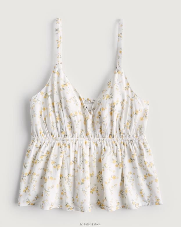Tops Hollister Women Babydoll Tank 48820426 White Floral