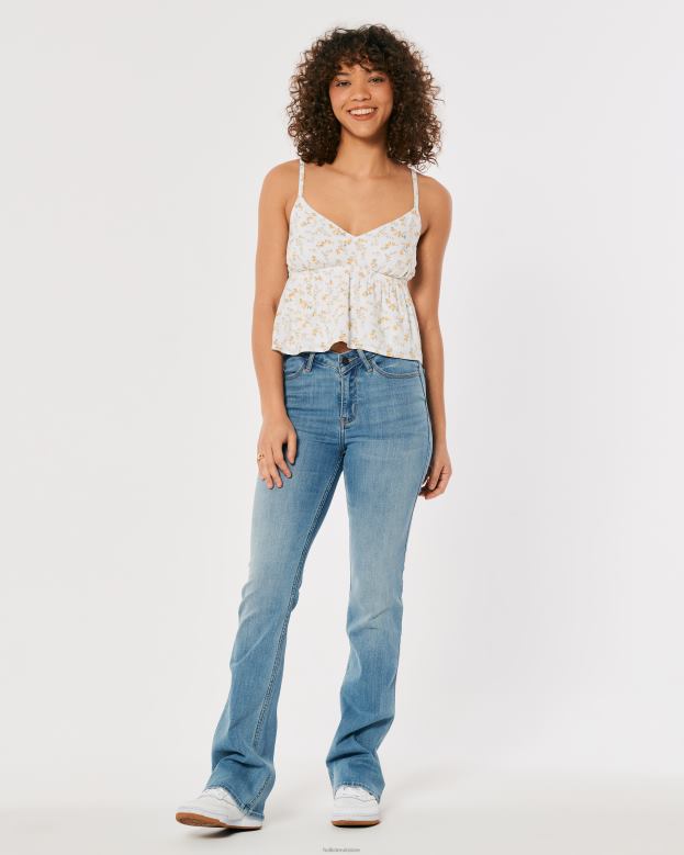 Tops Hollister Women Babydoll Tank 48820426 White Floral
