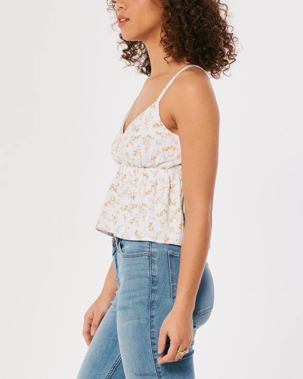 Tops Hollister Women Babydoll Tank 48820426 White Floral