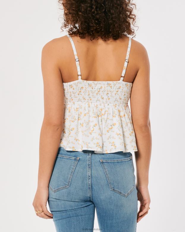 Tops Hollister Women Babydoll Tank 48820426 White Floral