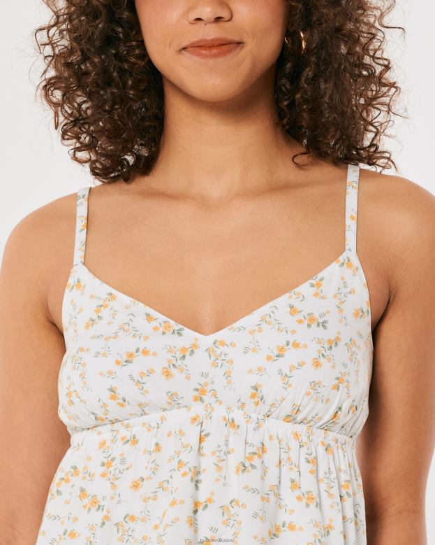 Tops Hollister Women Babydoll Tank 48820426 White Floral