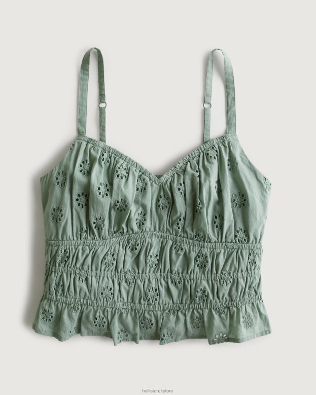 Tops Hollister Women Channeled Eyelet Tank 4882082 Light Green