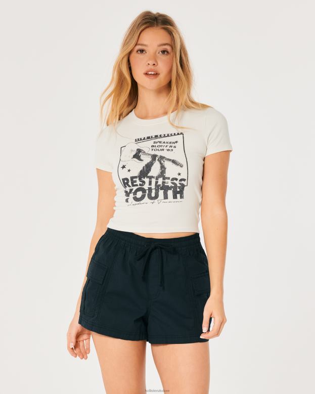 Tops Hollister Women Concert Graphic Baby Tee 48820144 Cream