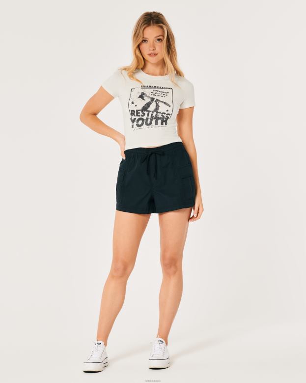 Tops Hollister Women Concert Graphic Baby Tee 48820144 Cream