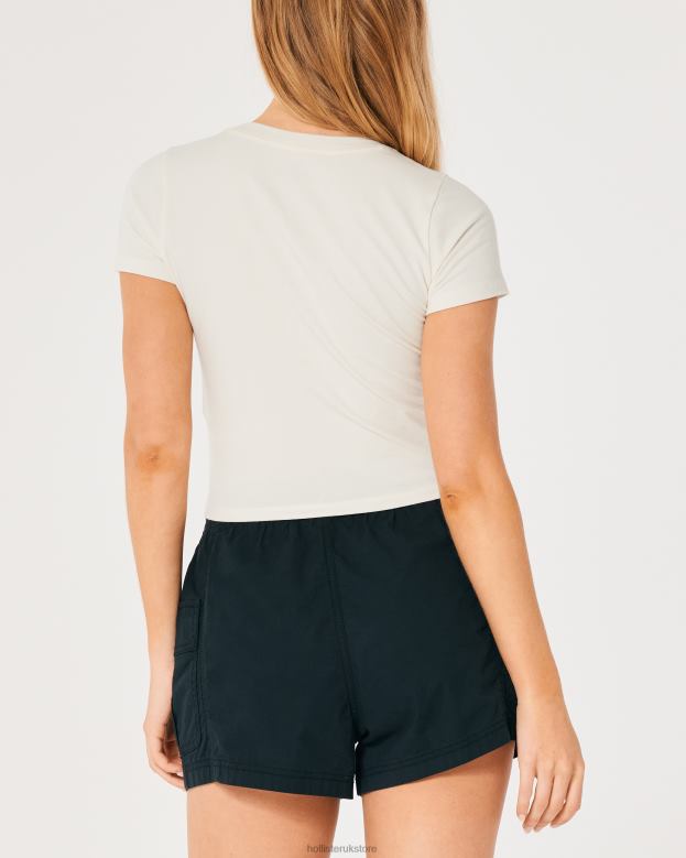 Tops Hollister Women Concert Graphic Baby Tee 48820144 Cream