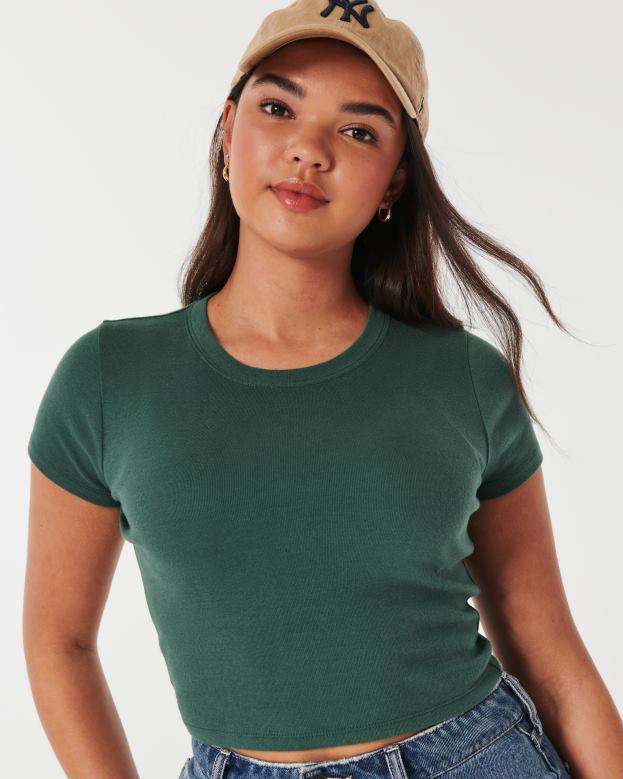 Tops Hollister Women Cotton Baby Tee 488207 Green