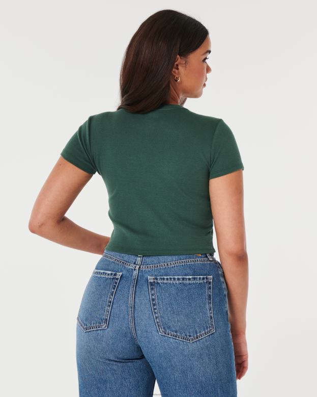 Tops Hollister Women Cotton Baby Tee 488207 Green
