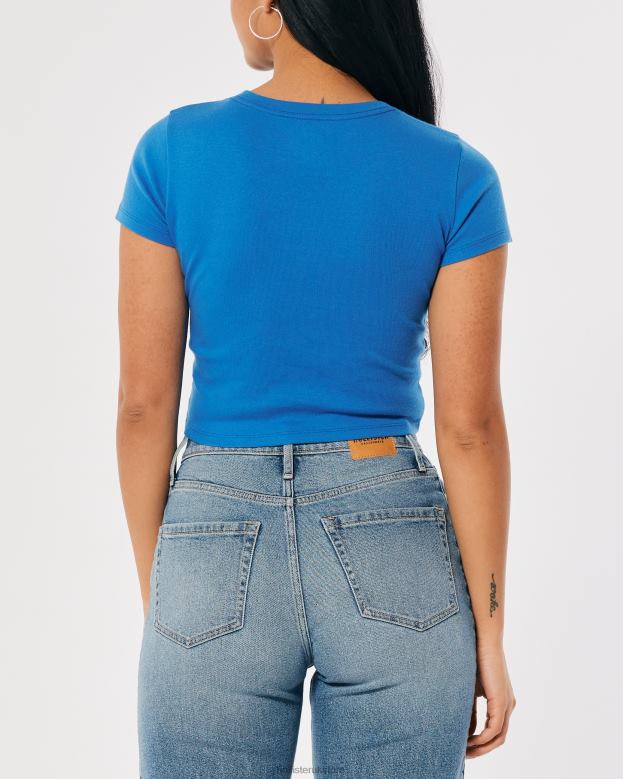 Tops Hollister Women Cotton Crew Baby Tee 48820158 Blue