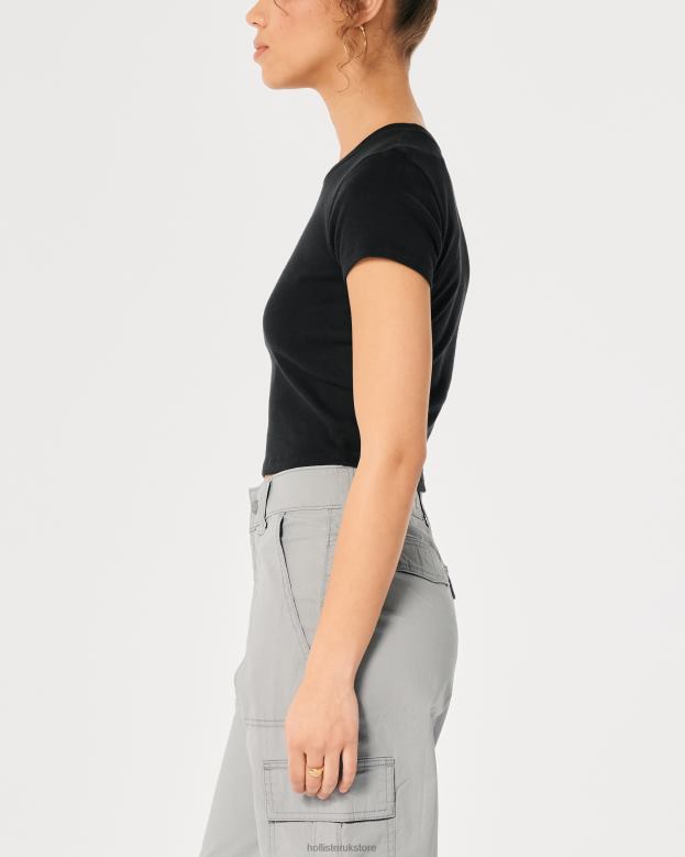 Tops Hollister Women Cotton Crew Baby Tee 488203 Black