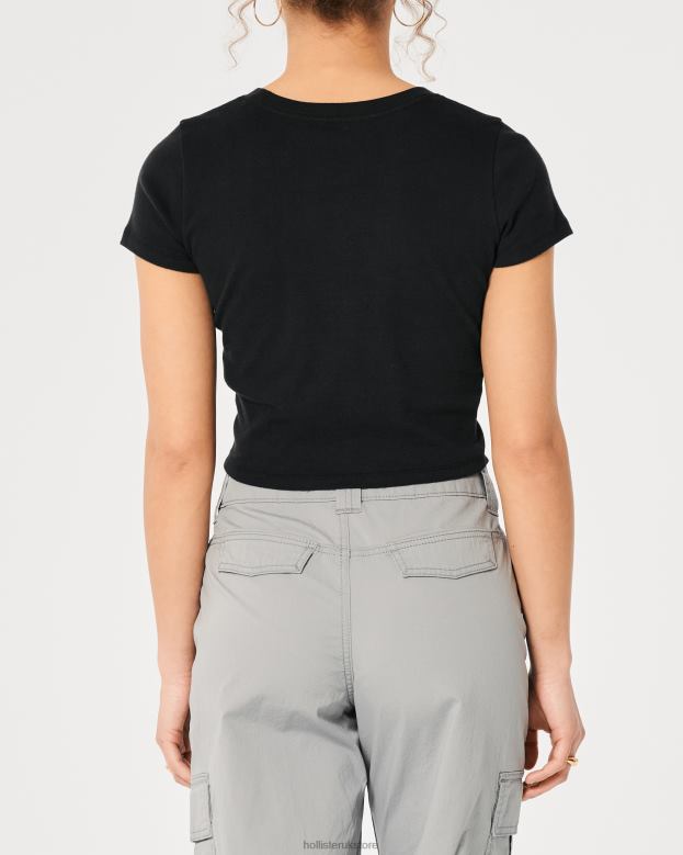 Tops Hollister Women Cotton Crew Baby Tee 488203 Black