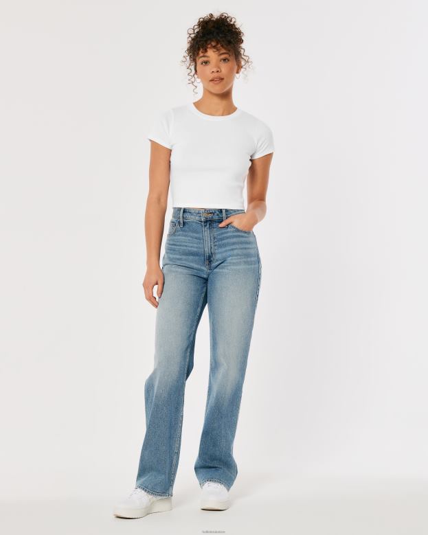 Tops Hollister Women Cotton Crew Baby Tee 488205 White