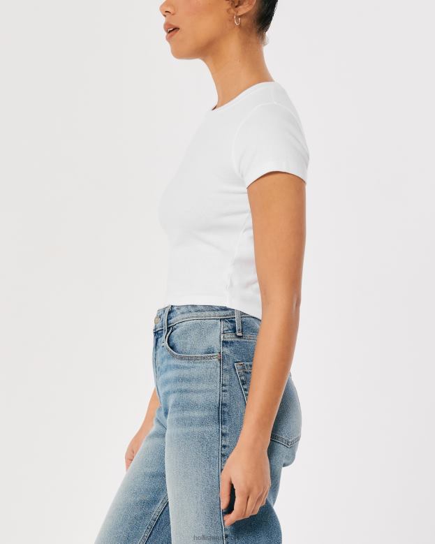 Tops Hollister Women Cotton Crew Baby Tee 488205 White