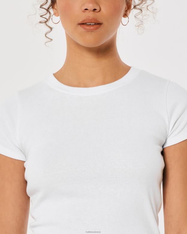Tops Hollister Women Cotton Crew Baby Tee 488205 White