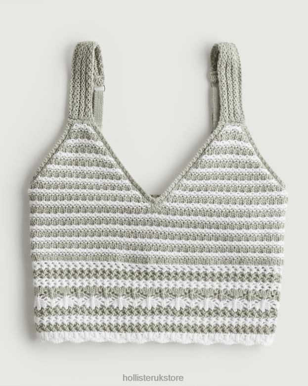 Tops Hollister Women Crochet V-Neck Bralette 48820112 White Stripe