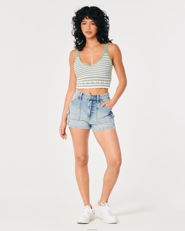Tops Hollister Women Crochet V-Neck Bralette 48820112 White Stripe